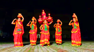 Jhijhiya dance with lit earthen pots
